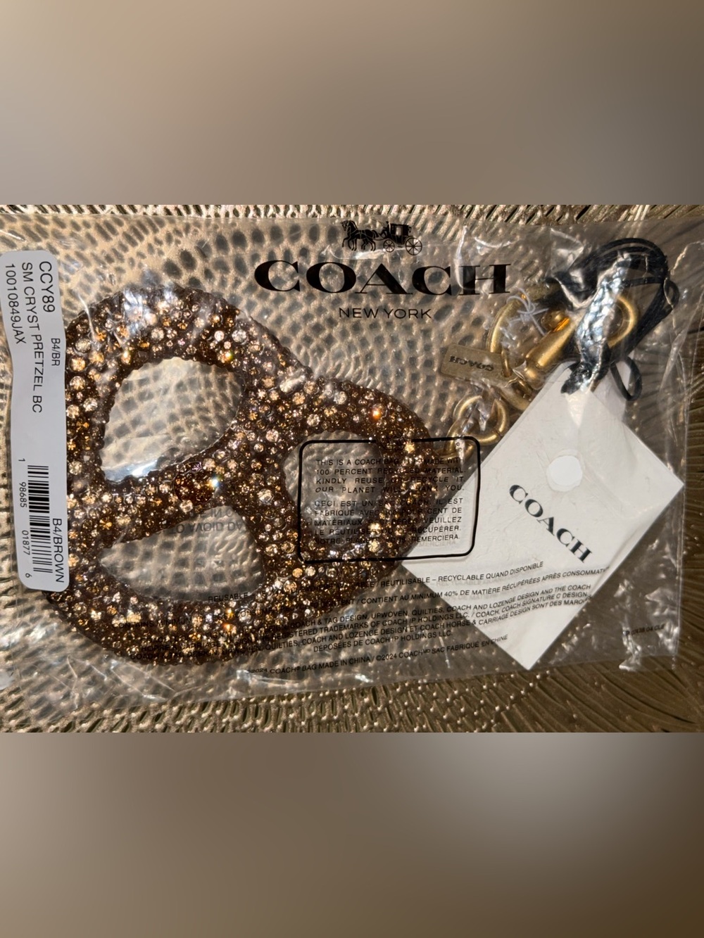 Coach crystal pretzel charm NWT - Picture 2 of 2